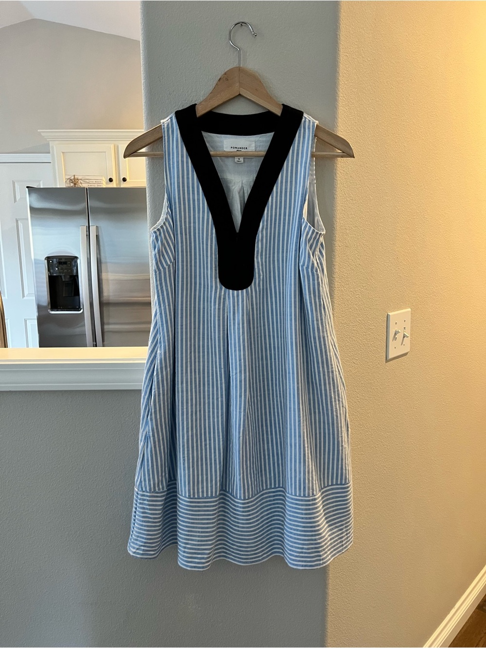 Tuckernuck Blue and White Striped Sleeveless Dress with Black Trim - Picture 2 of 4
